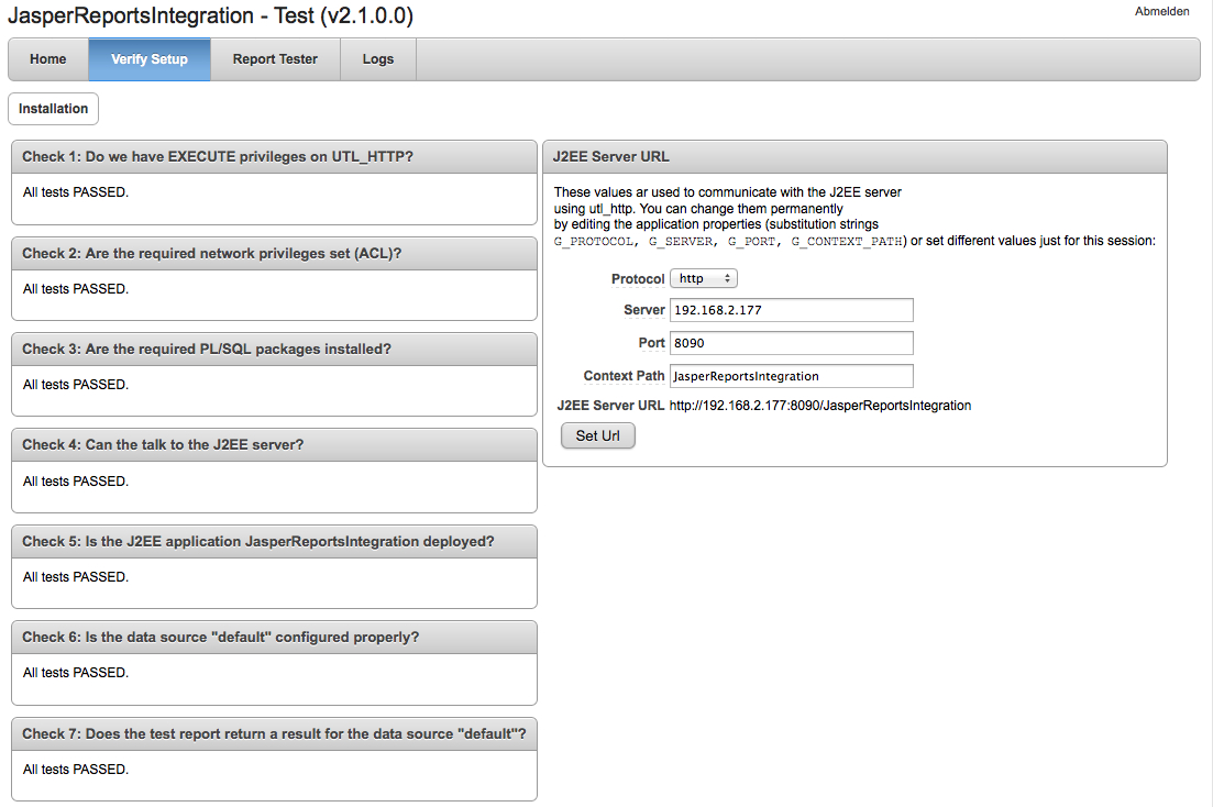 Screenshot of application tester